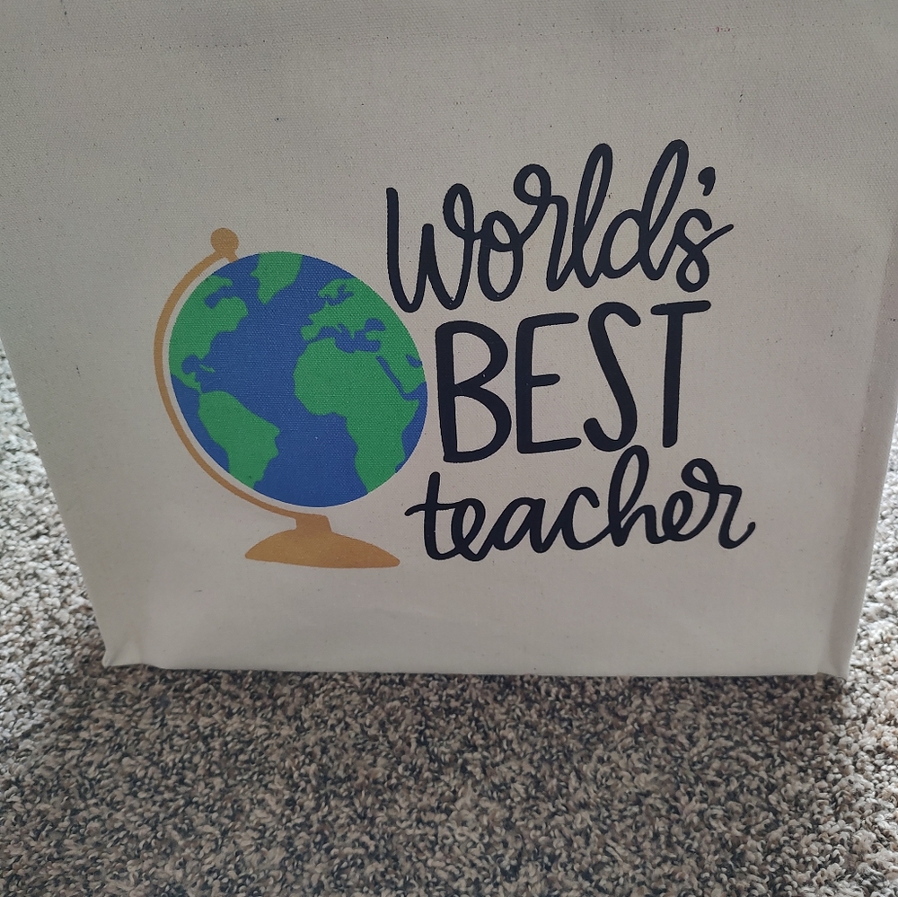Eccolo World's Best teacher Canvas Shoppers Tote